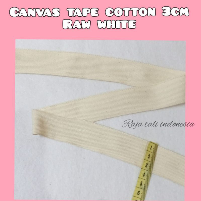 Jual Pita Katun Label Canvas Tape Cotton Raw White Per Meter Shopee Indonesia