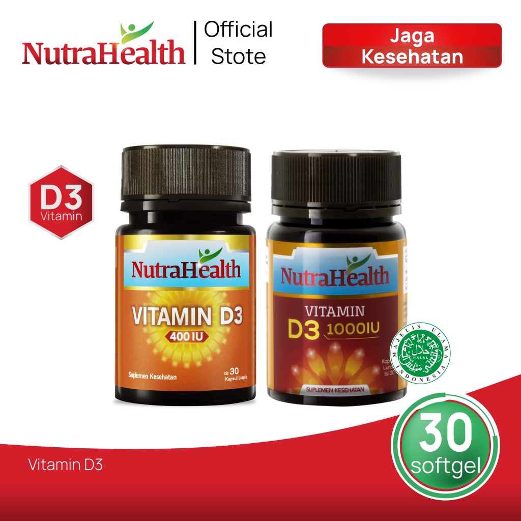 Jual NutraHealth Vitamin D3 400 IU & NutraHealth Vitamin D3 1000 IU isi