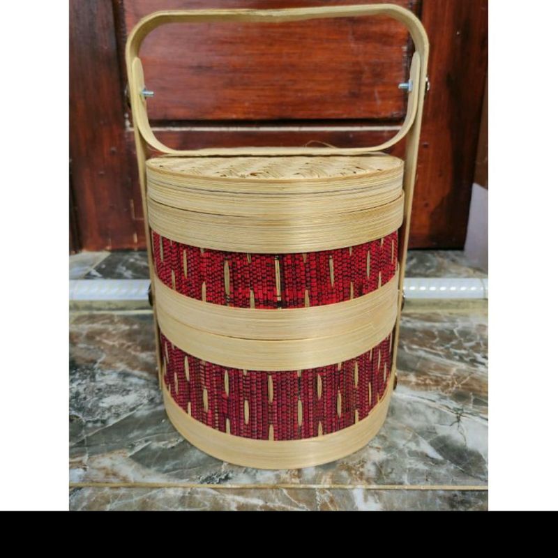 Jual rantang/hampers bambu susun uk 20cm anyaman mendong | Shopee Indonesia