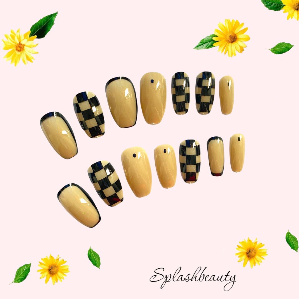 Jual Fake Nails Kekinian Kotak Korean Catur Kuku Palsu Coffin Aesthetic Shopee Indonesia