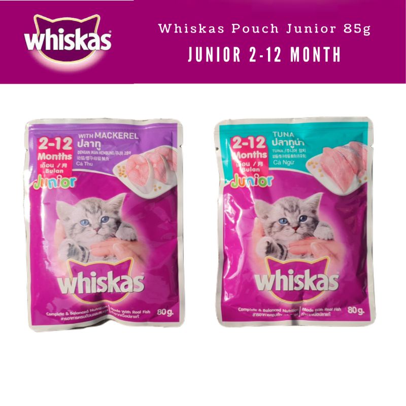 Jual Whiskas Pouch Junior 80gr Makanan Basah Kitten usia 2 bulan keatas Shopee Indonesia