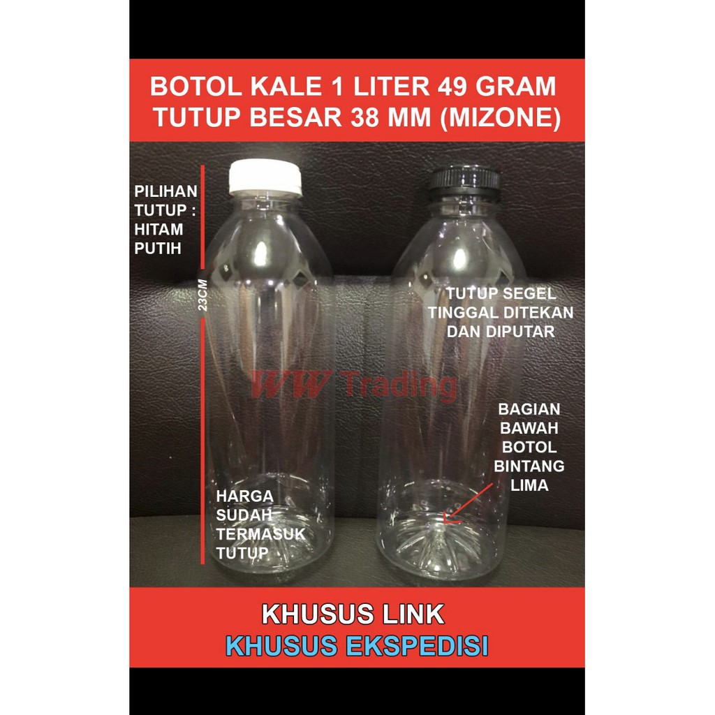 Jual Botol Plastik Kale 1 liter isi 50 botol (49 gr)/1000ml /1000 ml ...