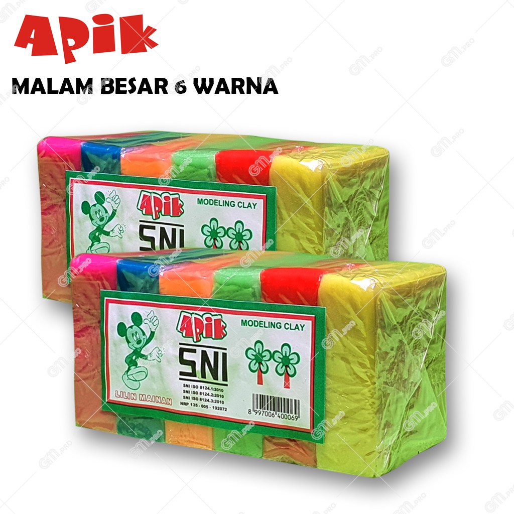Jual Lilin mainan Apik SNI / Malam mainan Besar 6 warna / Play dough ...