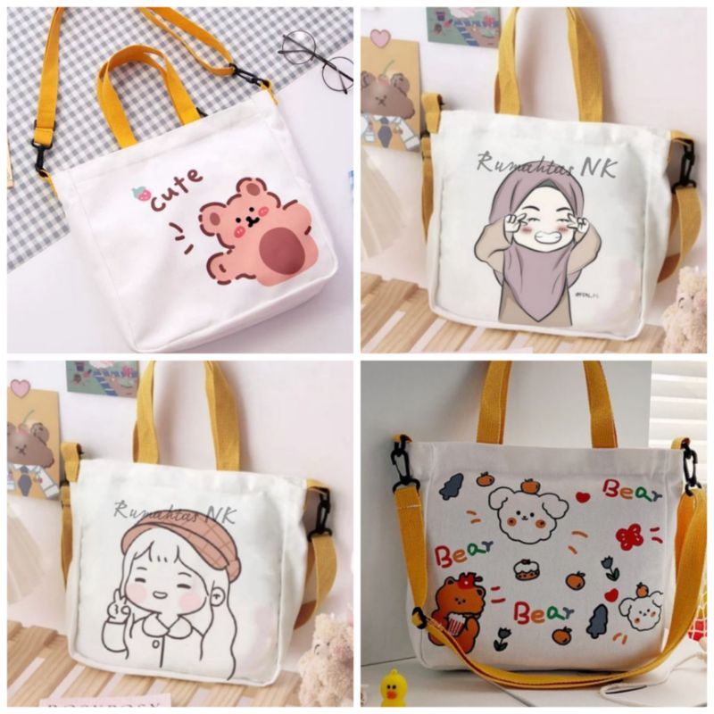 Jual totebag lucu slingbag lucu tas selempang tas murah tas populer