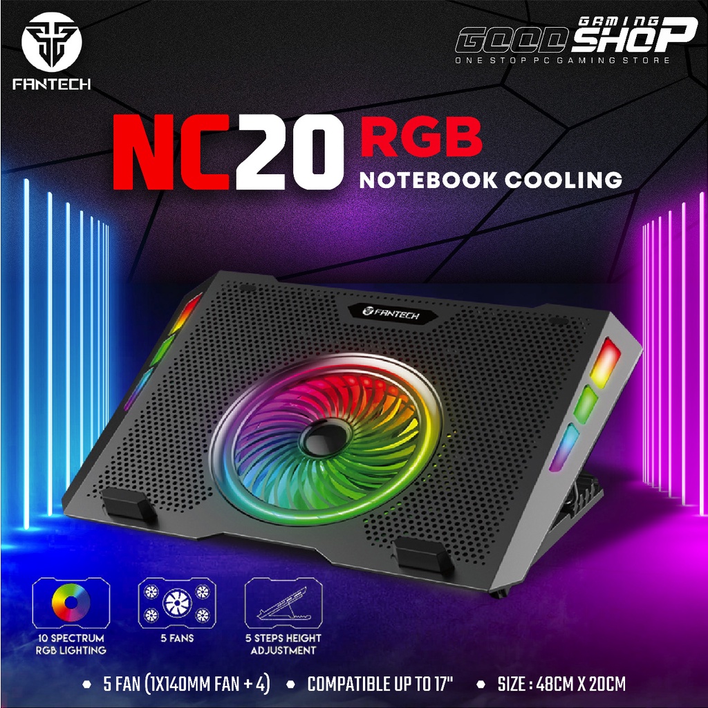 Jual Fantech NC20 RGB Notebook Gaming Cooler Pad for Laptop | Shopee ...