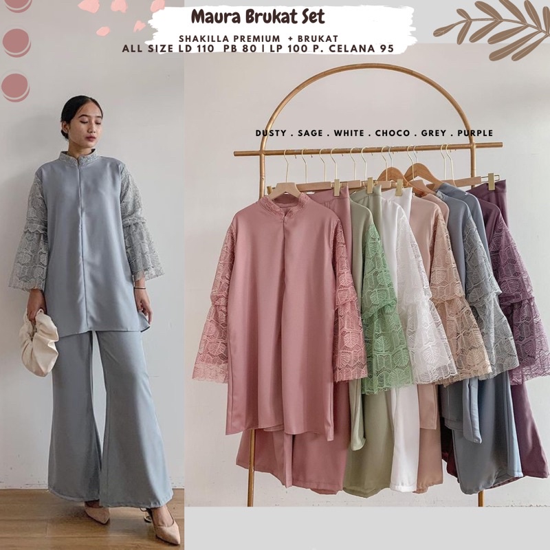 Jual Maura Brukat Set Ld 110/One Set Brukat Sage/One Set Jumbo/One Set