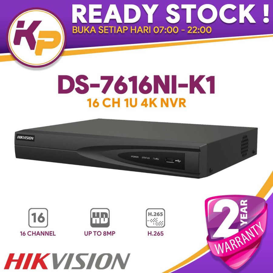 Jual HIKVISION DS-7616NI-K1 NVR 16 CHANNEL 1U UP TO 4K BERGARANSI RESMI ...