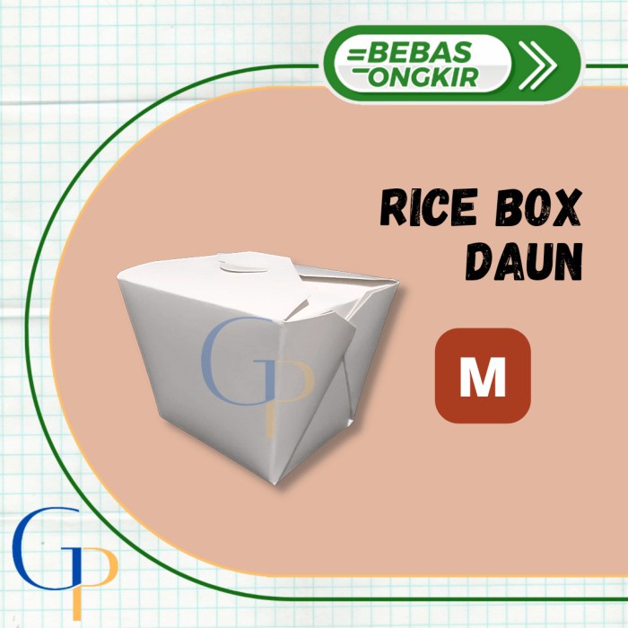 Jual Paper Rice Box Ukuran M Merk Daun Warna Putih/ Foodpail Ekonomis ...