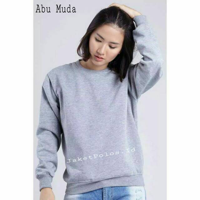 Jual Jaketpolos Id Basic Sweater Crewneck Polos Abu Muda M Xxl Pria