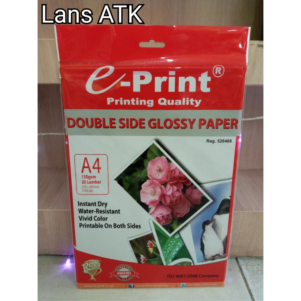 Jual Kertas Photo E-Print Double Side Glossy Paper A4 150gsm Isi 20 ...