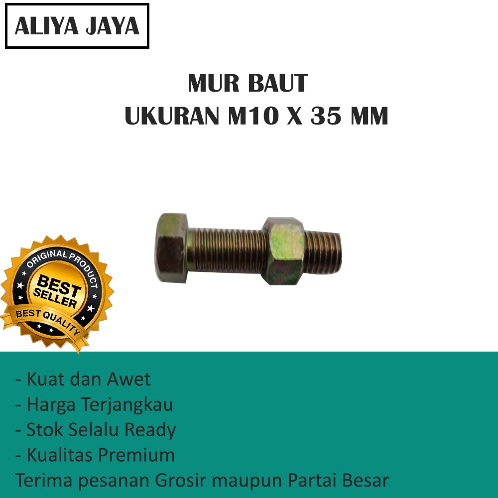 Jual MUR BAUT UKURAN M10 X 35 MM KNG MURAH (HARGA PER 10 PCS) | Shopee ...