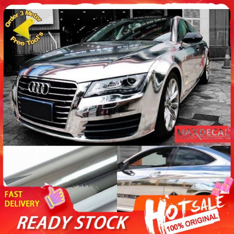 Jual Stiker Skotlet Warna Silver Krom Sticker Chrome Motor dan Mobil ...