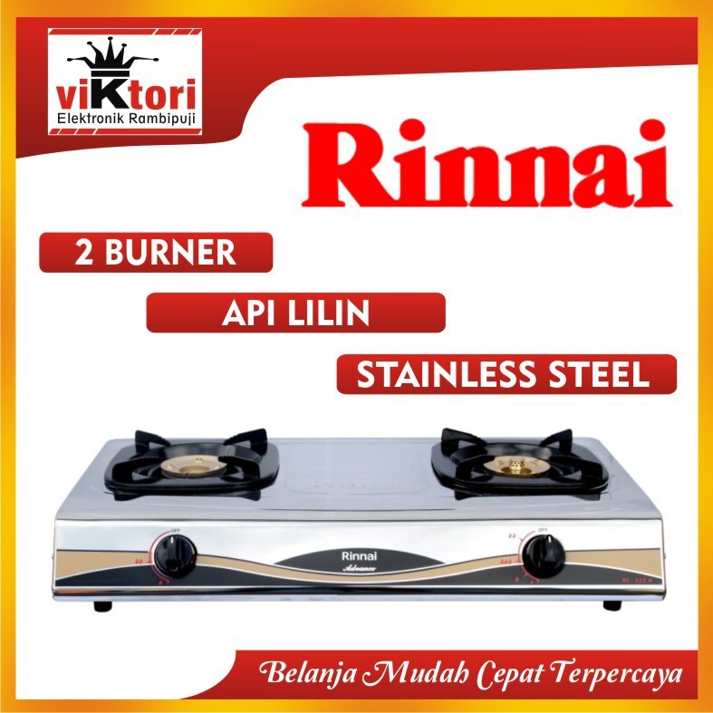 Jual RINNAI KOMPOR GAS 2 TUNGKU RI522A / KOMPOR GAS RINNAI STAINLESS API  LILIN RI522A / RINNAI 2 TUNGKU | Shopee Indonesia