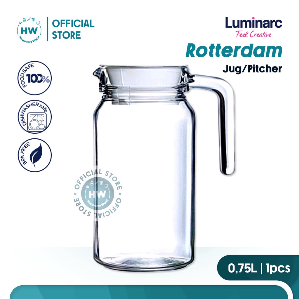 Jual Luminarc Tekojugpitcher Rotterdam With Lid 750ml 1pc Shopee Indonesia 1654