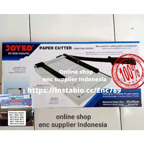 Jual 1 Buah Joyko Paper Cutter Alat Pemotong Kertas Pc 2638 F4 Joyko