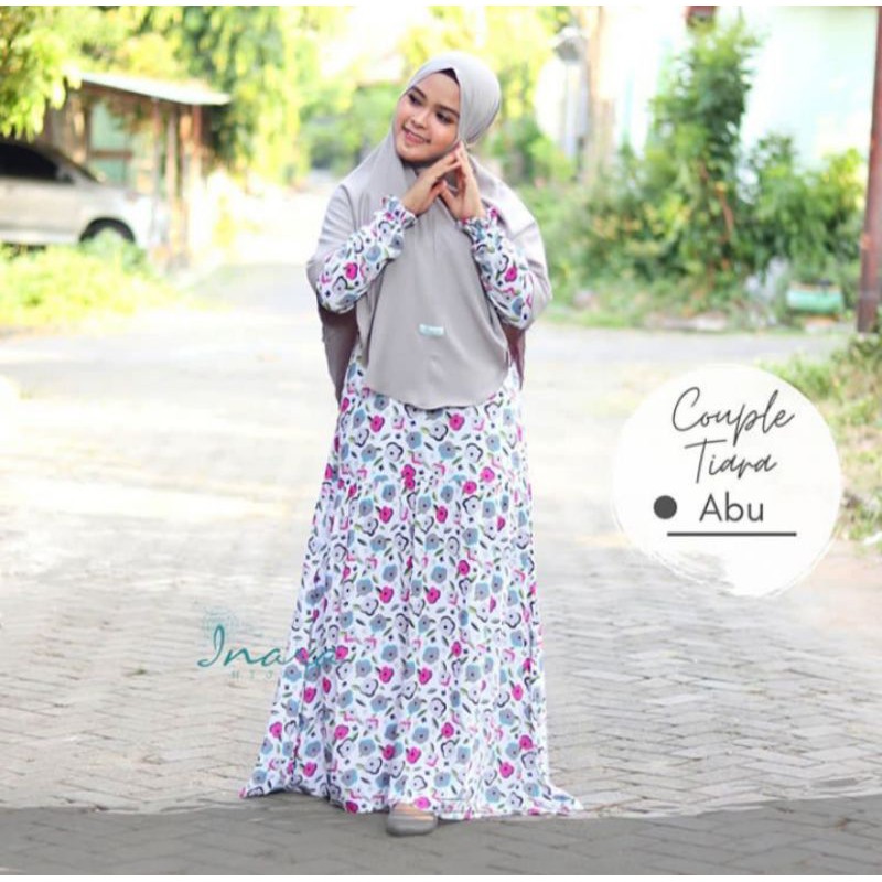 Jual Gamis Inara - Tiara Series Abu By Inara Hijab | Shopee Indonesia
