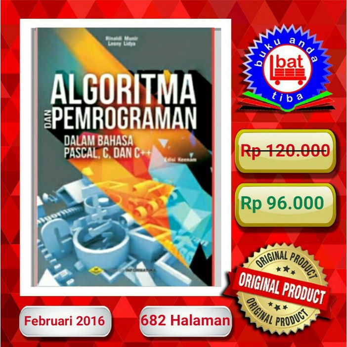 Jual Jual Bukualgoritma Dan Pemrograman Dalam Bahasa Pascal C Dan C Edisi Keenam Shopee 9446