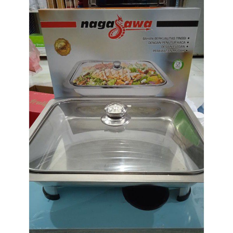 Jual Wadah Saji Prasmanan Kotak, tempat makanan Capcay Mie Stainless