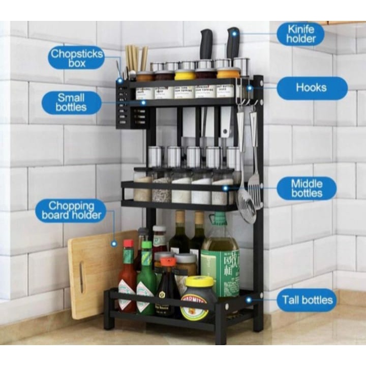 Jual AZIAmart - Rak Dapur Serbaguna 3 Susun - Rak Bumbu Dapur Minimalis ...