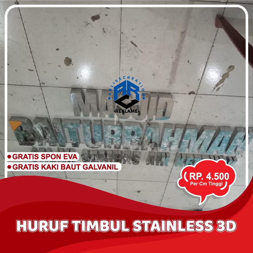 Jual HURUF TIMBUL STAINLESS MIRROR D LAPIS SPON EVA AKRILIK TIMBUL DI SURAKARTA Shopee