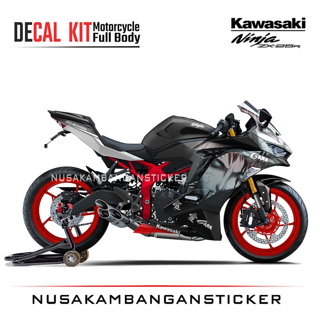 Jual Stiker Decal Motor Kawasaki Ninja ZX 25R Full Body Gara Black ...