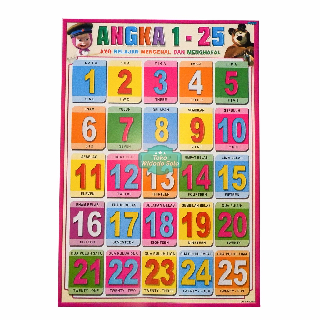 Jual Poster Edukasi Angka 1 Sampai 25 35x50cm - 1 Lembar | Shopee Indonesia