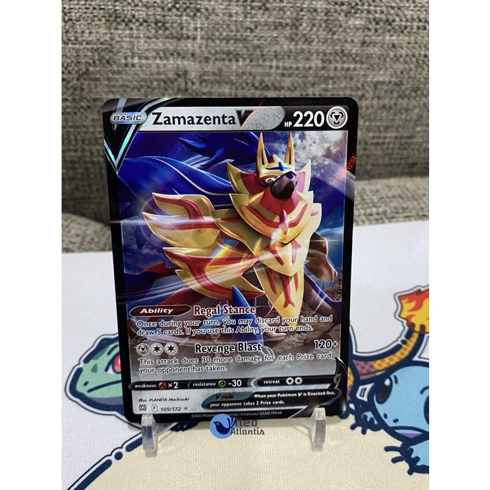 105/172 pokemon card Zamazenta V 163/172 - Brilliant Stars - Ultra Rare your opponent takes 2 Prize cards Pokemon Single Card Sun and