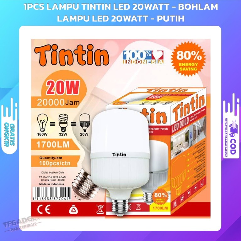 Jual Lampu Led Bohlam Tintin Watt W Murah Sni Super Terang