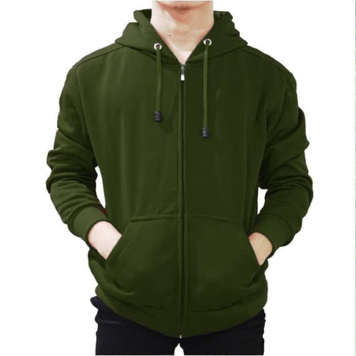 Jual JAKET HOODIE ZIPPER UNISEX HIJAU ARMY RESLETING Hijau Army L Shopee Indonesia