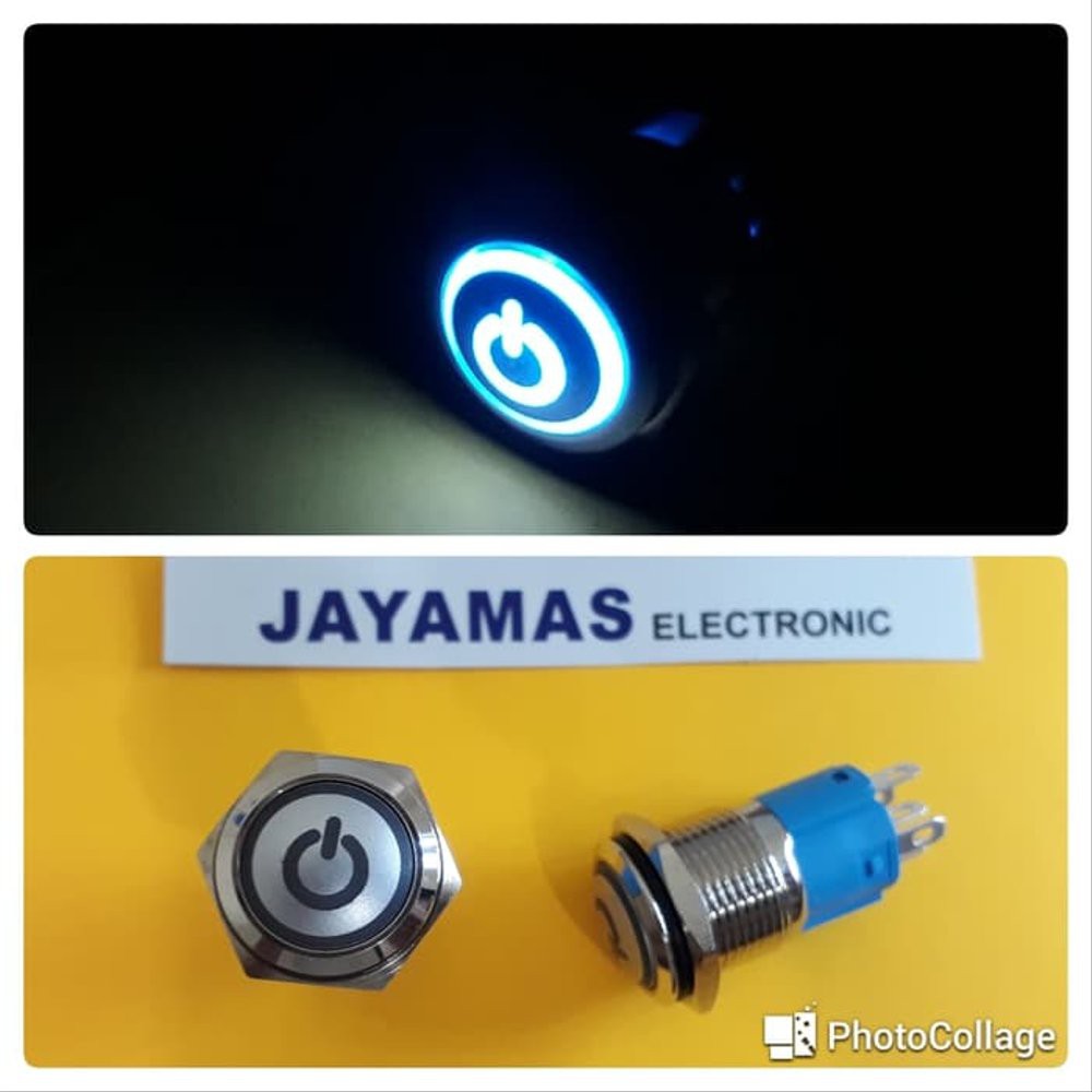 Jual Dijual SAKLAR LOGO POWER ON OFF WARNA BIRU TOMBOL CEMBUNG PUSH ON ...
