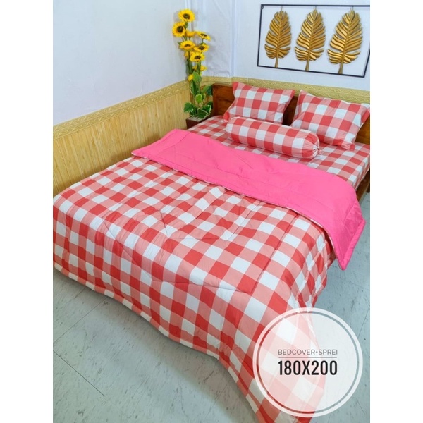 Jual SET BEDCOVER AESTHETIC KOREAN STYLE - Bedcover Kotak Kotak Style ...