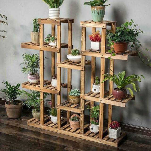 Jual Rak bunga unik rak bunga susun 17 wooden rack plant | Shopee Indonesia