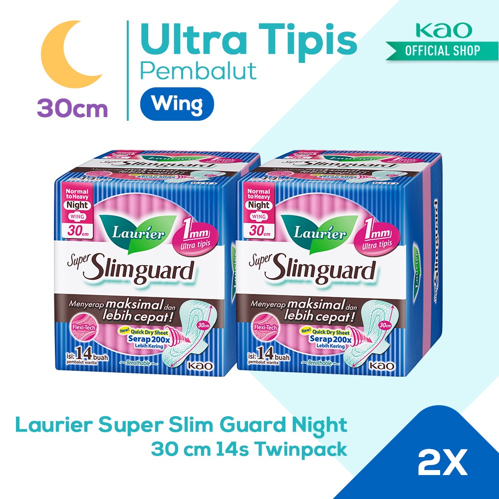 Jual Laurier Super Slimguard Pembalut Wanita Night Slim Breathable 30cm ...