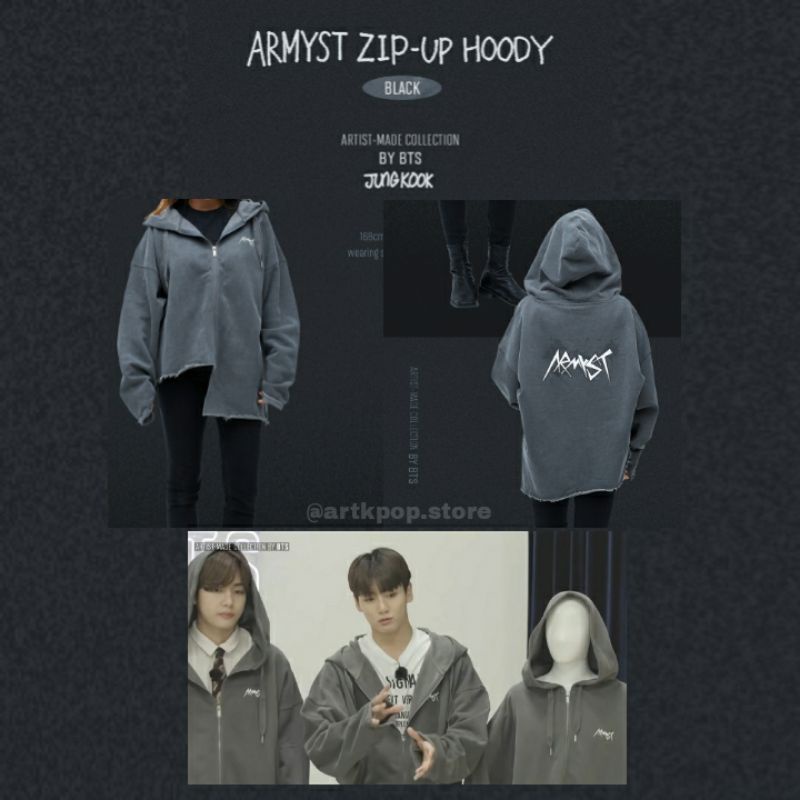 BTS ARMYST ZIP-UP HOODY [BLACK] JUNGKOOK JUNGKOOK ARMYST Zip-Up