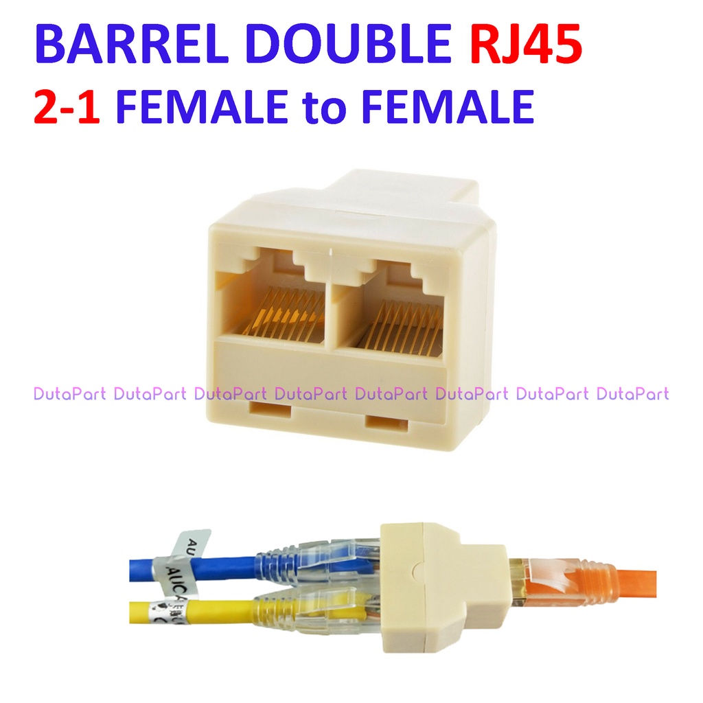 Jual Barrel Double RJ45 RJ 45 Cabang Spliter Barel Konektor Kabel LAN UTP Shopee Indonesia