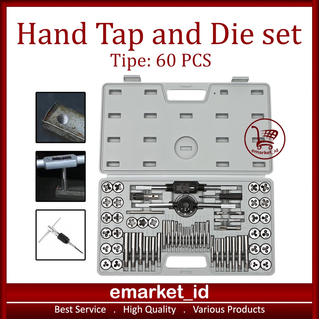 Jual Hand Tap and Die Set 60 in 1 / Alat Ulir Baut Snai Dart Senai ...
