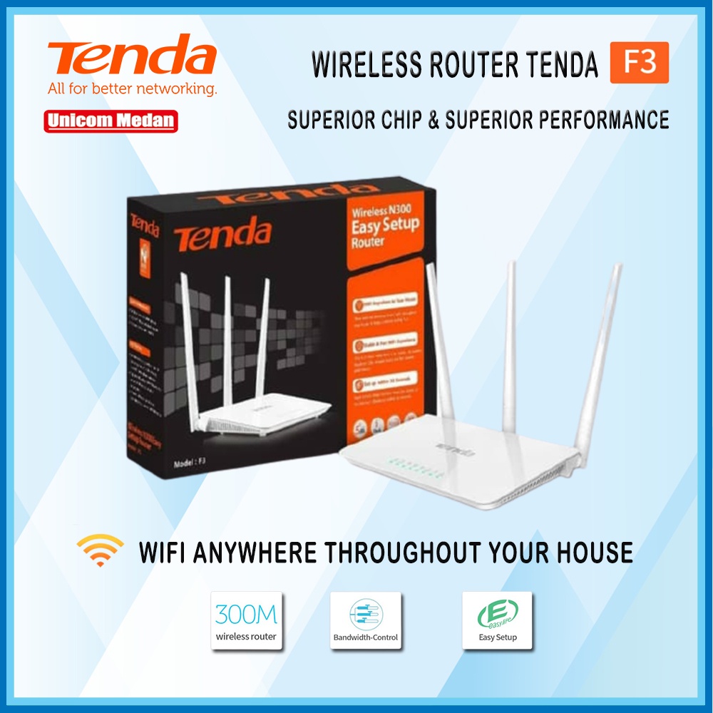 Jual TENDA F3 WIRELESS ROUTER N 300MBPS | Shopee Indonesia
