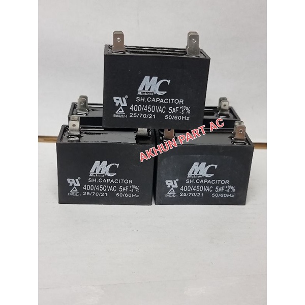 Jual KAPASITOR FAN AC 5 UF MERK MC 400/450 VOLT 50/60 hzBUAT INDOOR AC