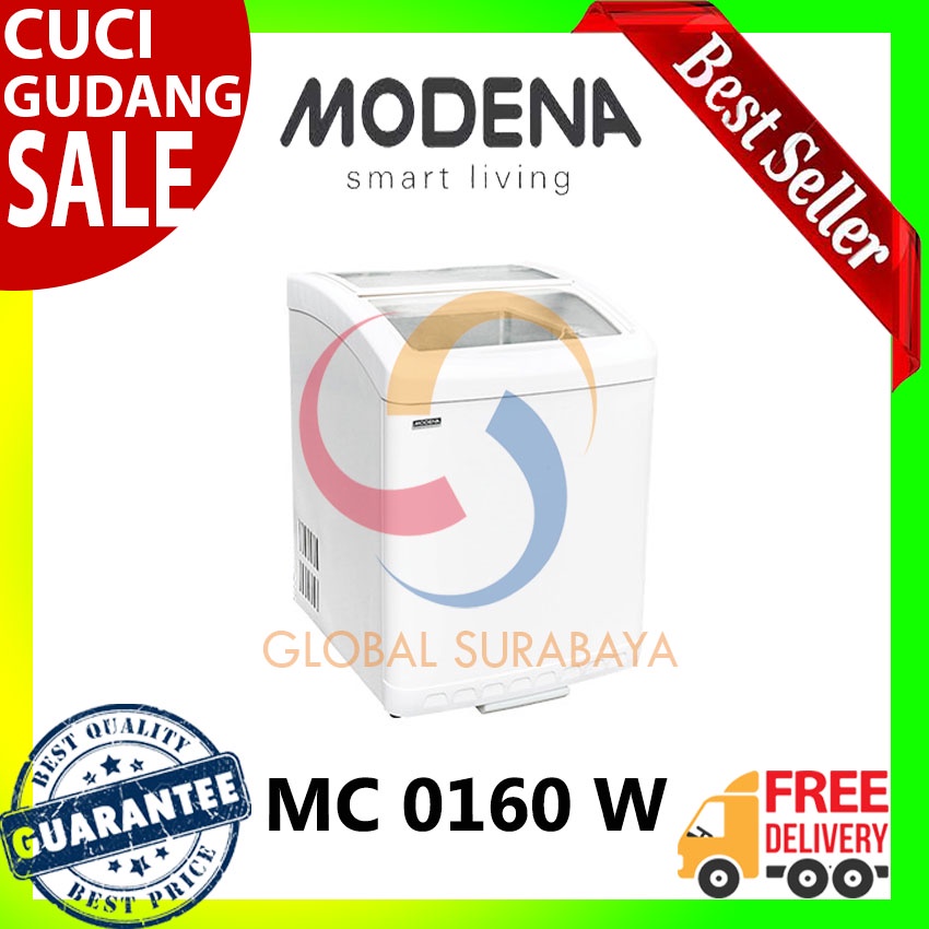 Jual Chest Freezer Sliding Curved Glass Modena MC-0160 W | Shopee Indonesia
