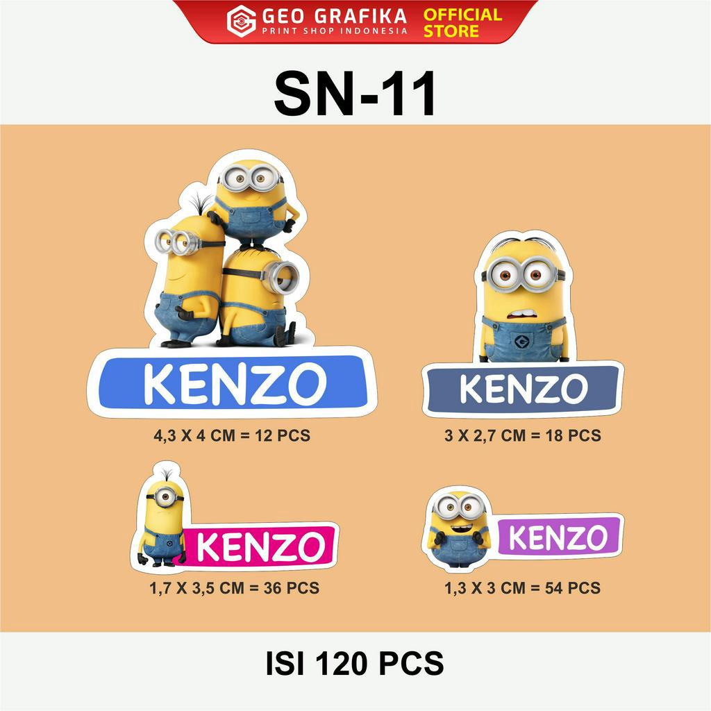 Jual Stiker Nama Anak Custom Karakter Vinyl Waterproof isi 120 pcs
