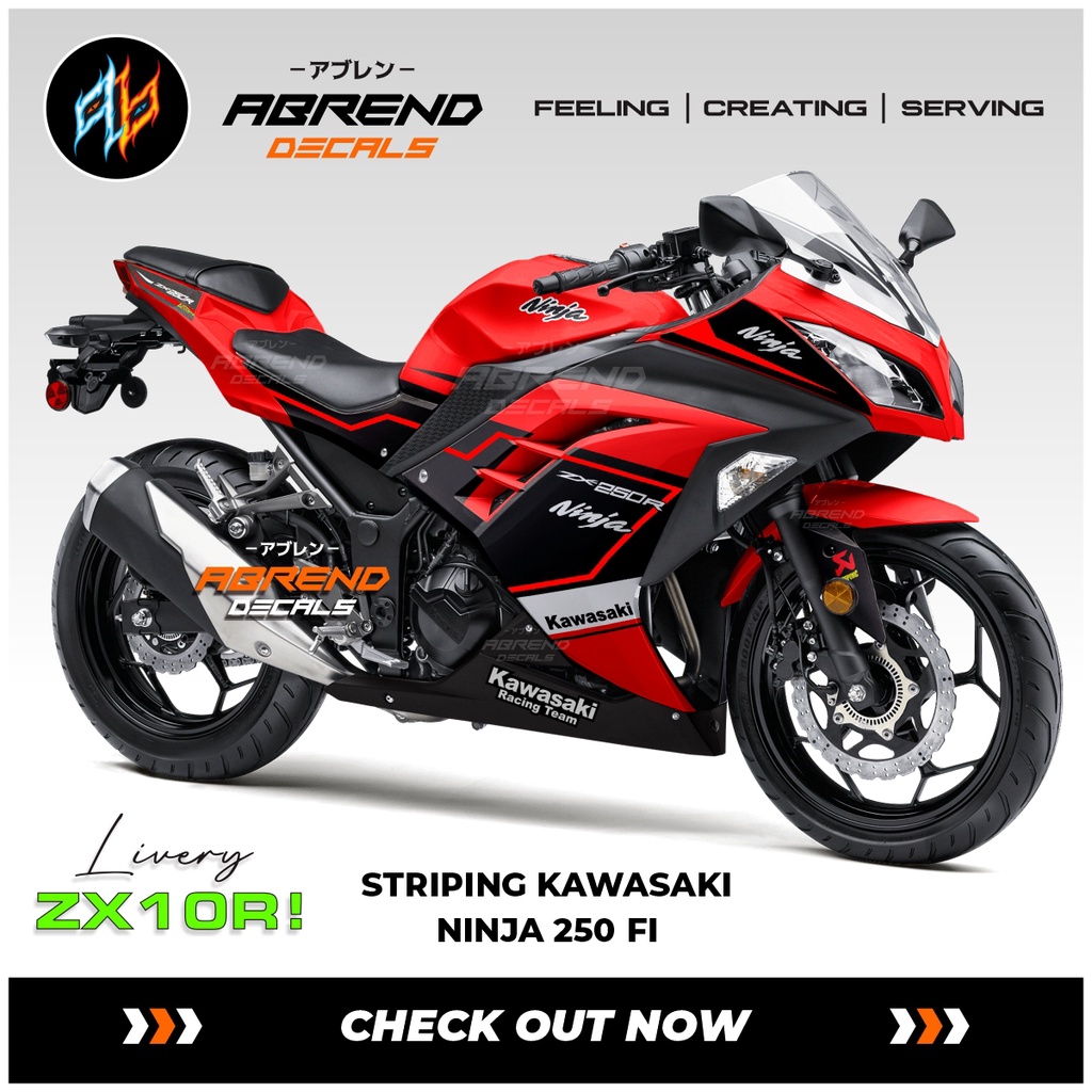 Jual Cutting Striping Ninja 250 Fi Stiker Motor Kawasaki Ninja Fi Livery ZX10R Stock Decal Shopee Indonesia