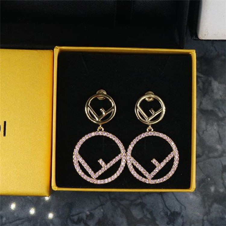 Fendi Diamond popular Alphabet Earrings