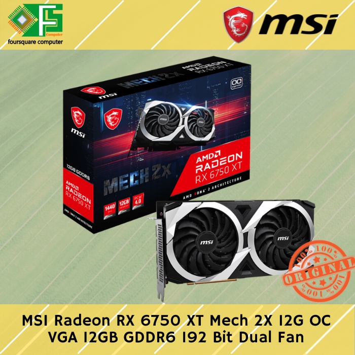 Jual MSI Radeon RX 6750 XT Mech 2X 12G OC 12GB GDDR6 192 Bit Dual Fan ...