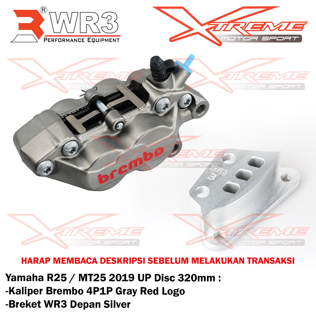 Jual Breket Kaliper WR3 With Br3mbo 4P Aerox / Nmax 155 / New 2020 ...