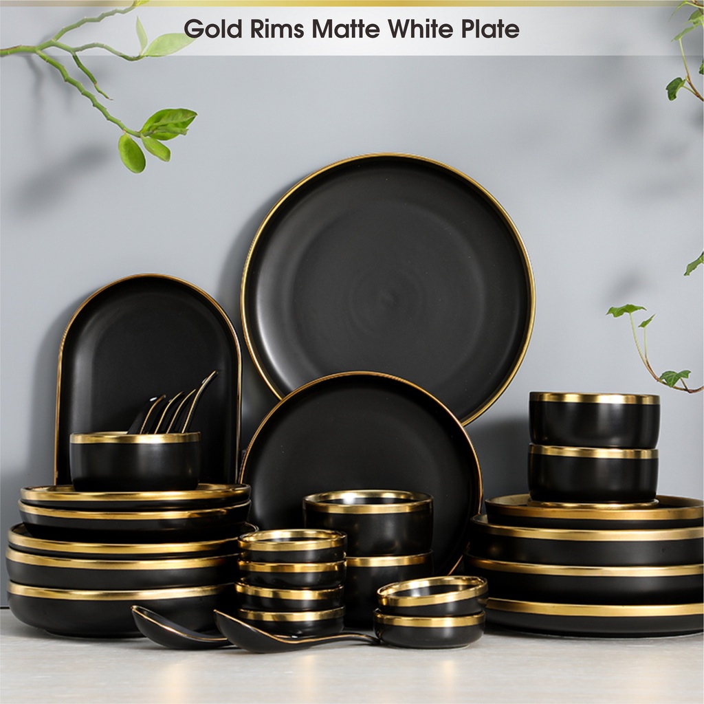 Jual HITAM - Dinnerware Piring Mangkok Makan Tempat Bumbu Keramik ...