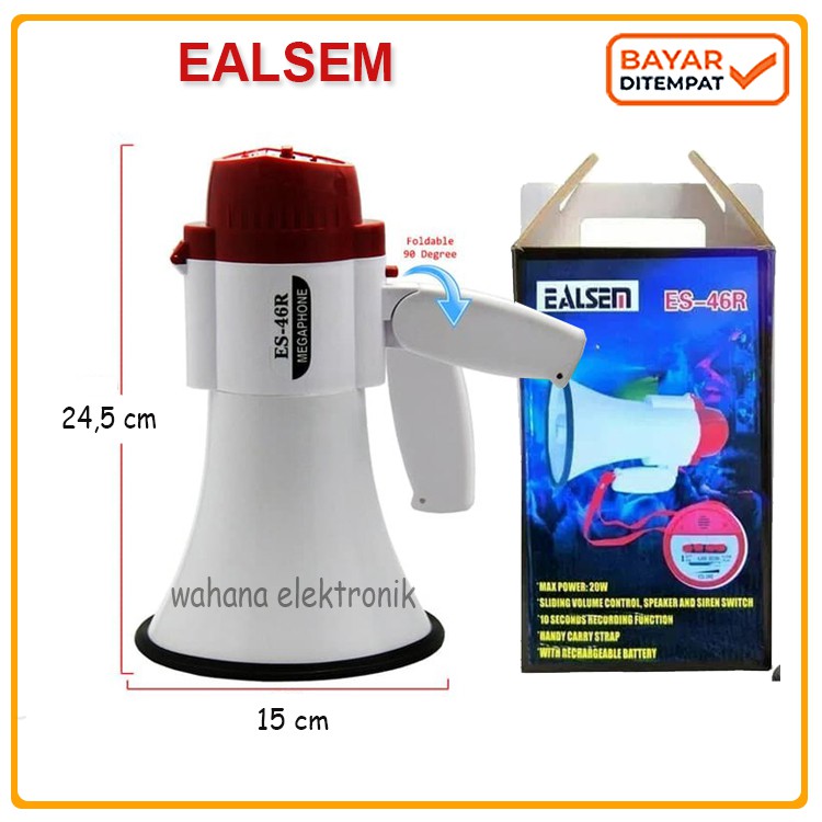 Jual TOA PENGERAS SUARA MEGAPHONE EALSEM ES-46R PLUS BATREI AKI KERING ...