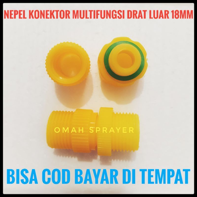 Jual Neppel Konektor Multifungsi Drat Luar 18MM Free Sil stik | Shopee ...