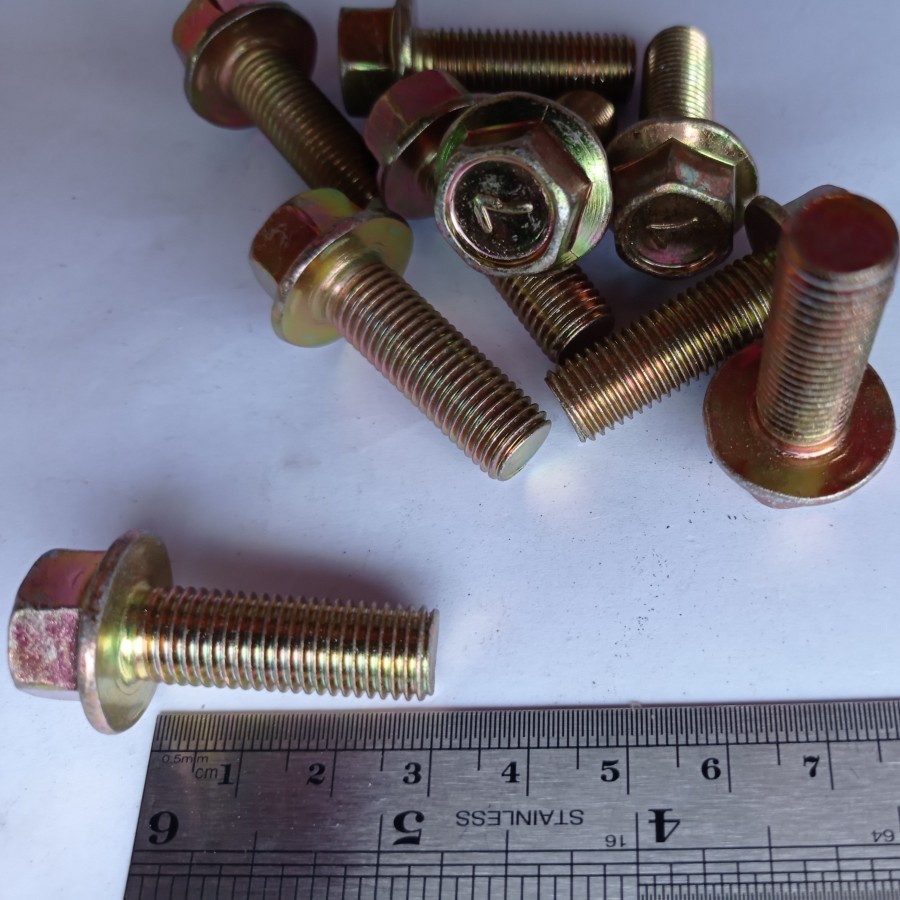 Jual Flange Bolt M X Baut Topi M X Kuning Flange Bolt