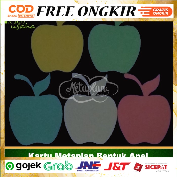 Jual BISA COD Kartu Metaplan Bentuk Apel (250 lembar 5 warna) | Shopee ...
