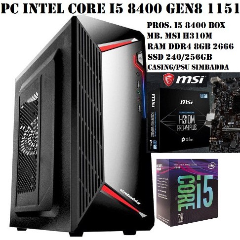 Jual PC Intel Core i5 8400 Gen8 MB MSI H310 RAM 8GB SSD250GB Soket